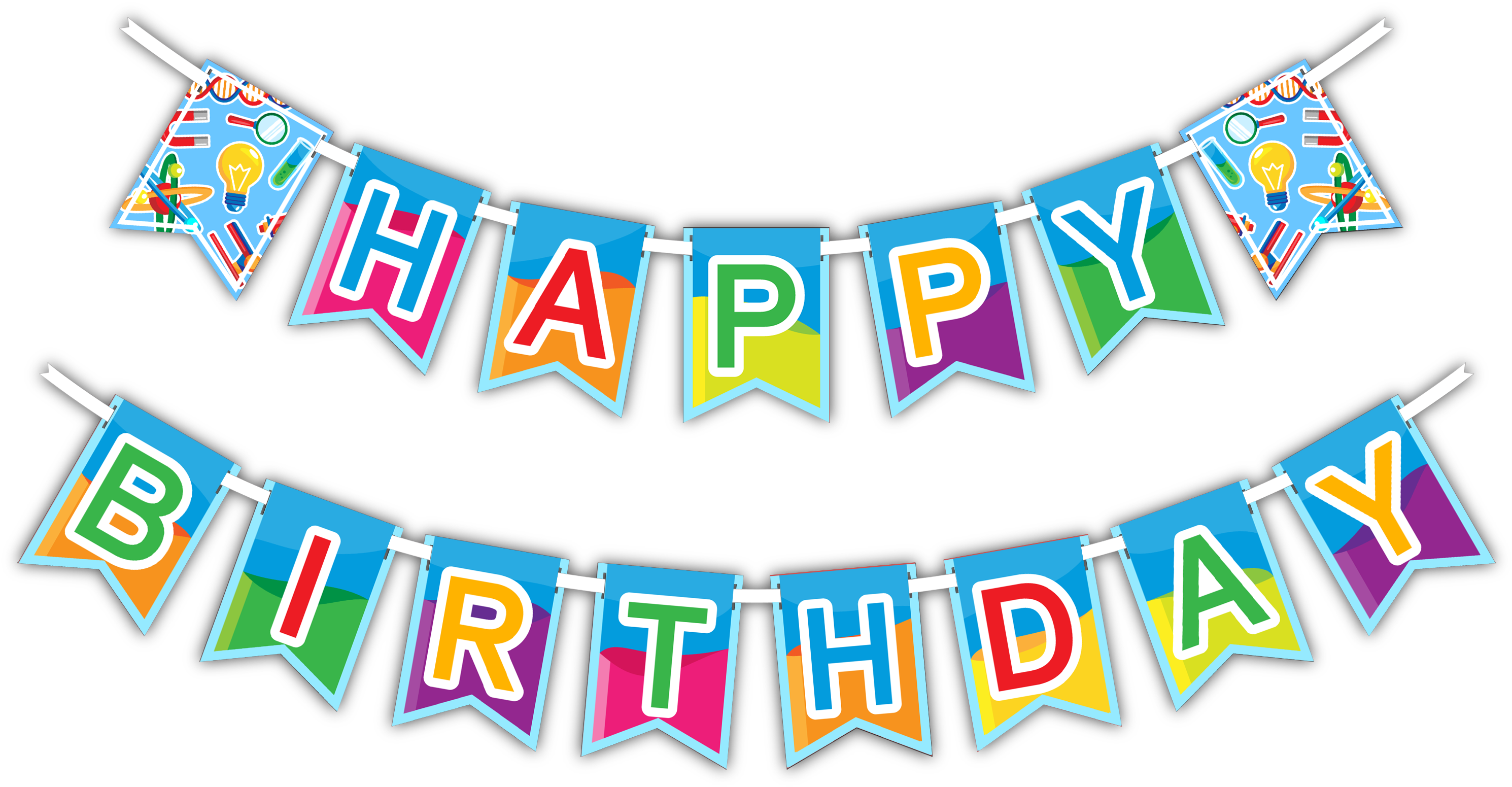Colorful Happy Birthday Banner PNG