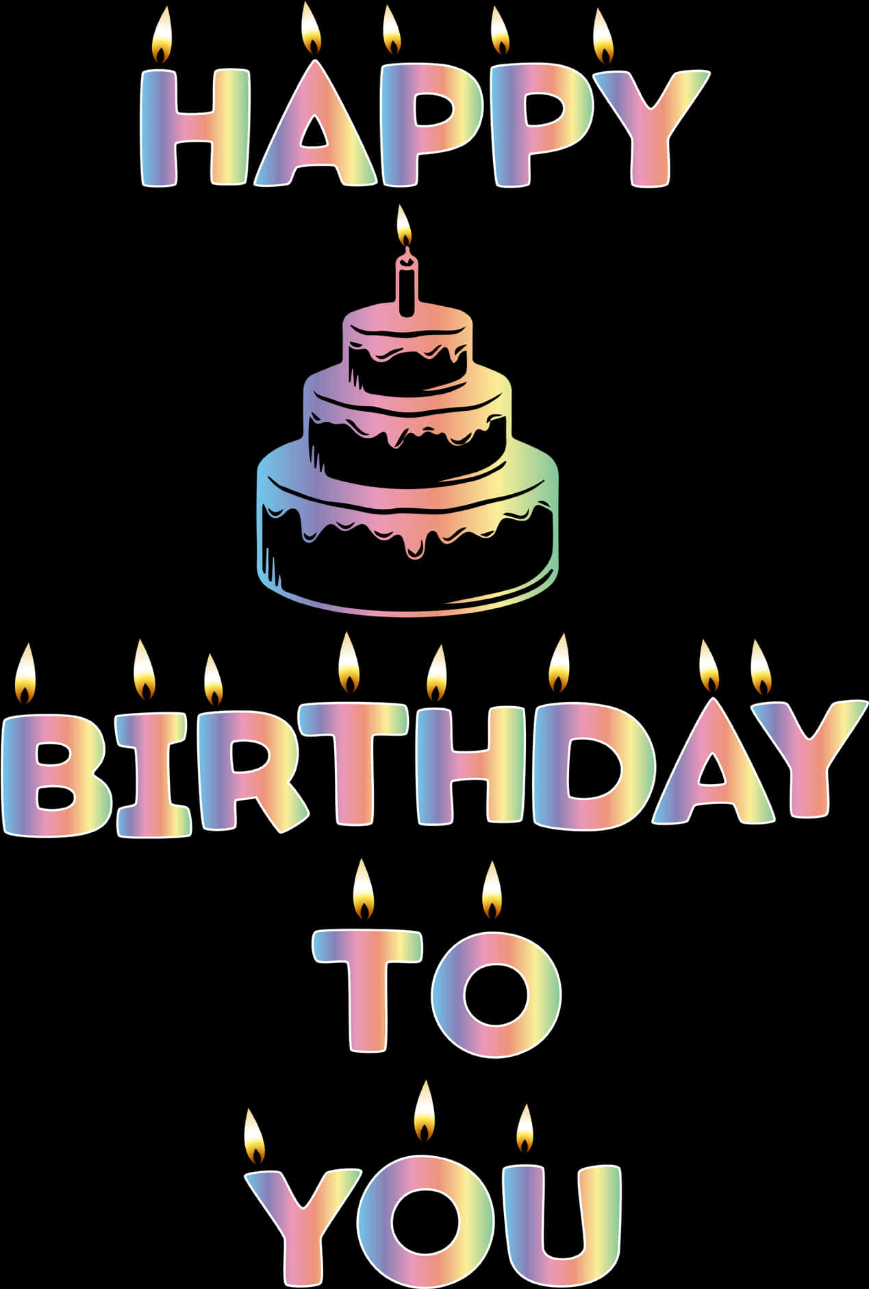 Colorful Happy Birthday Cakeand Candles PNG