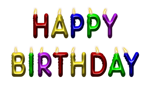 Colorful Happy Birthday Candle Letters PNG