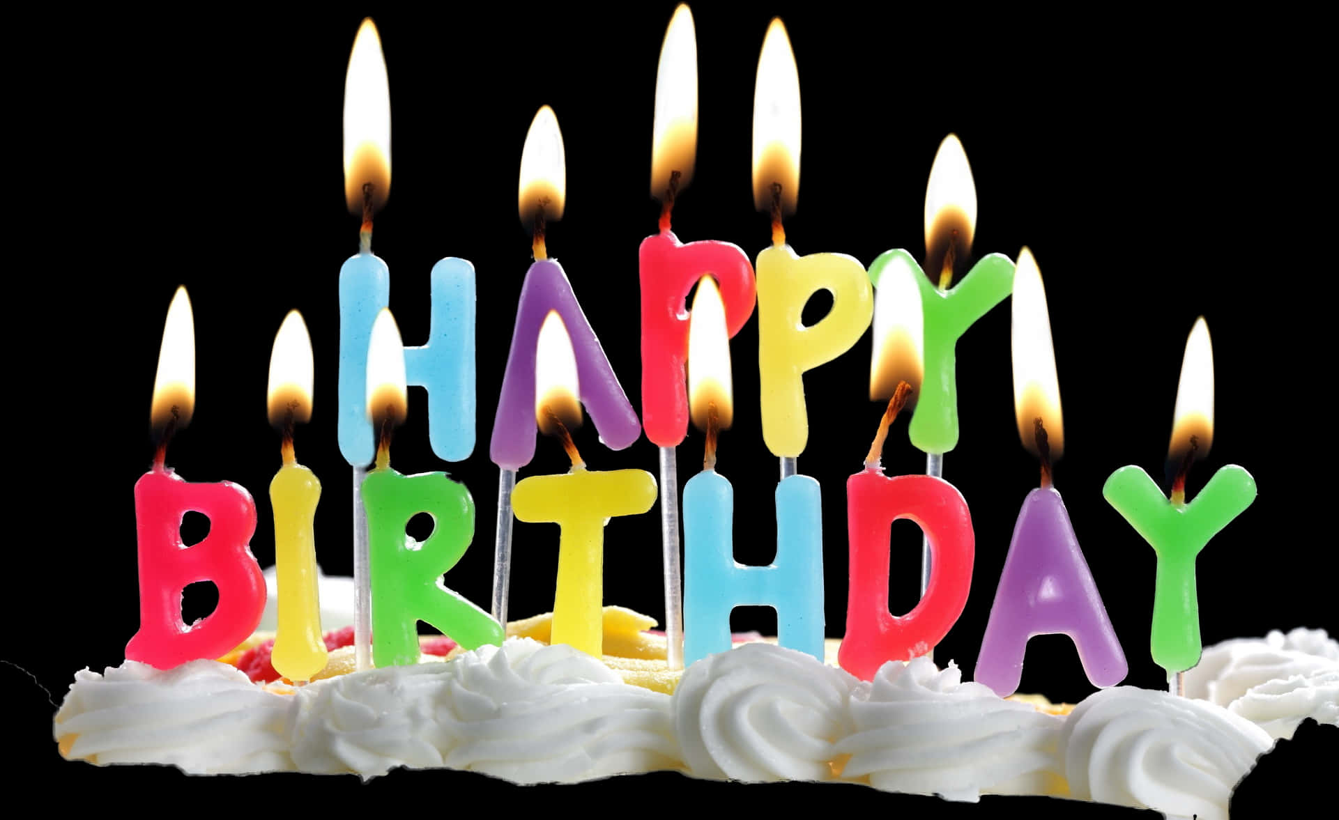 Colorful Happy Birthday Candles PNG