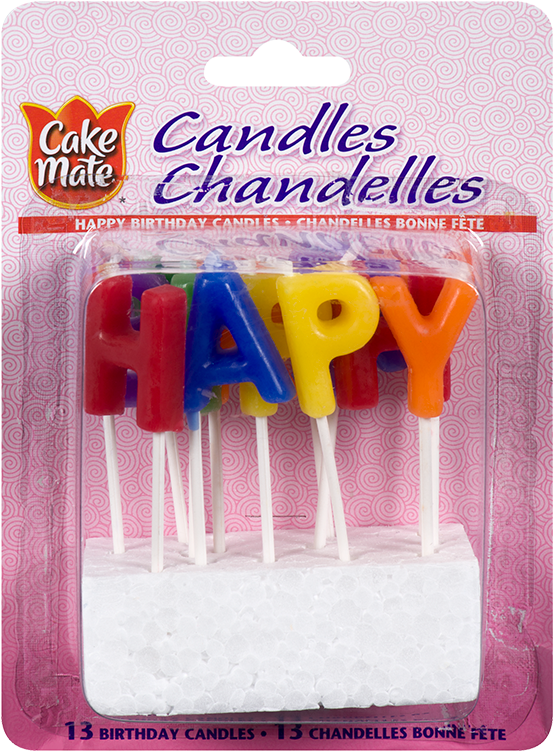 Colorful Happy Birthday Candles Packaging PNG