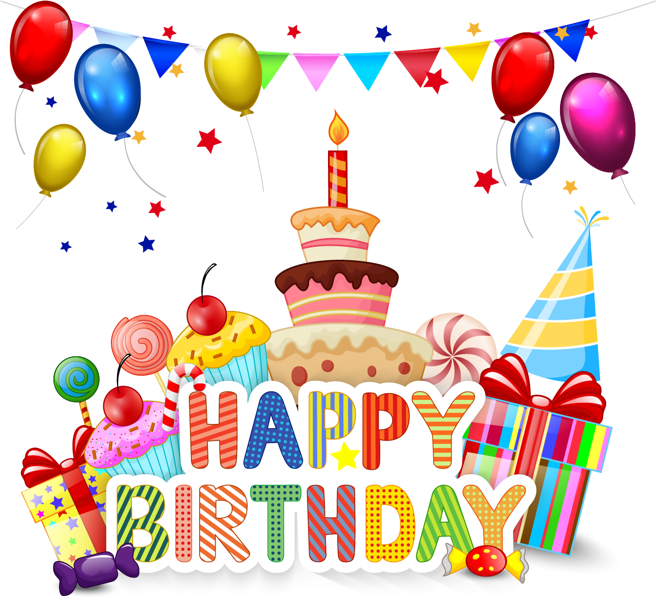 Colorful Happy Birthday Celebration Background PNG