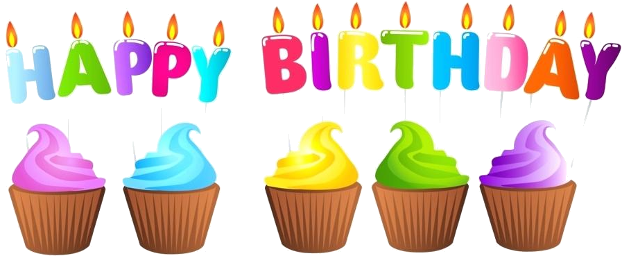 Colorful Happy Birthday Cupcakes PNG