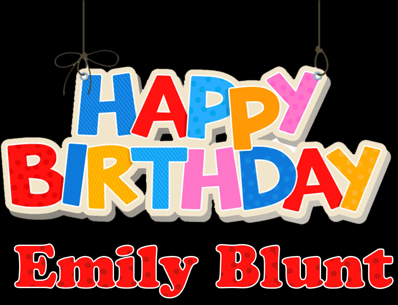 Colorful Happy Birthday Emily Blunt Banner PNG