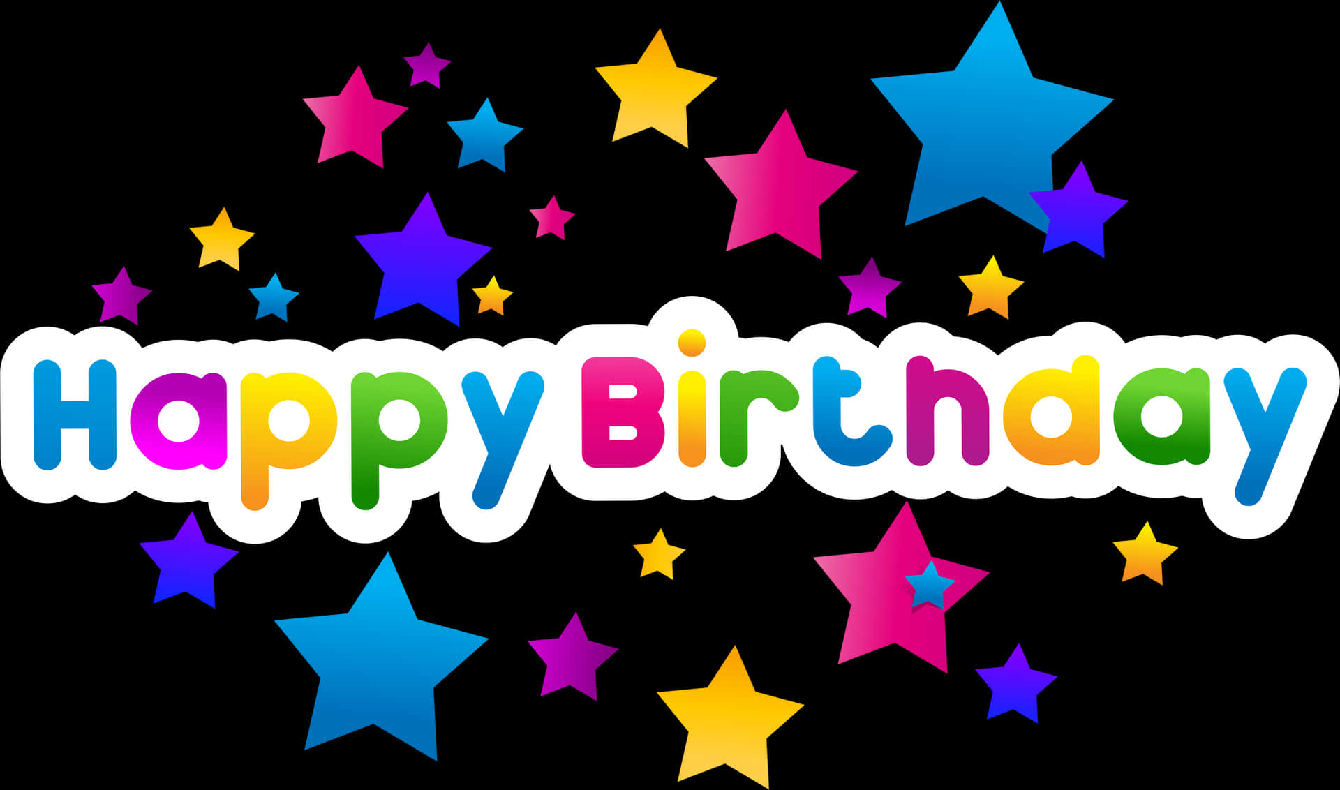 Colorful Happy Birthday Greeting PNG