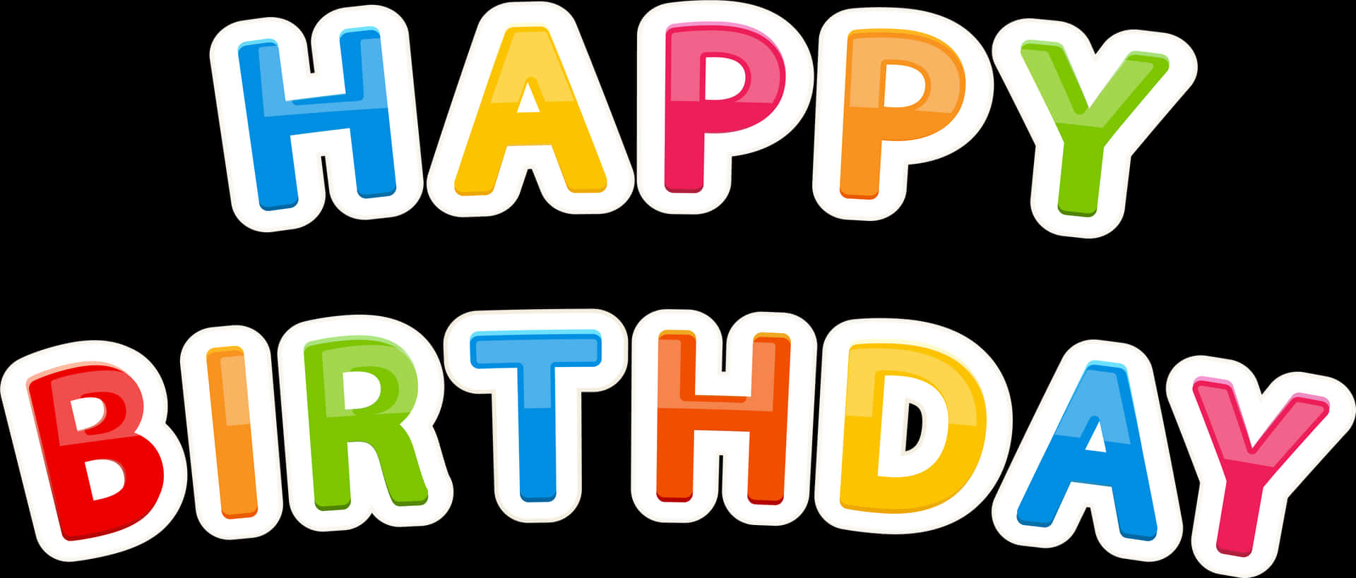 Colorful Happy Birthday Text Banner PNG