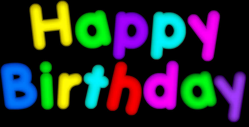 Colorful Happy Birthday Text PNG