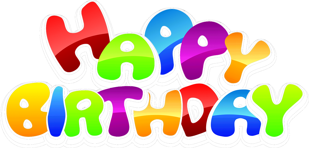 Colorful Happy Birthday Text Graphic PNG