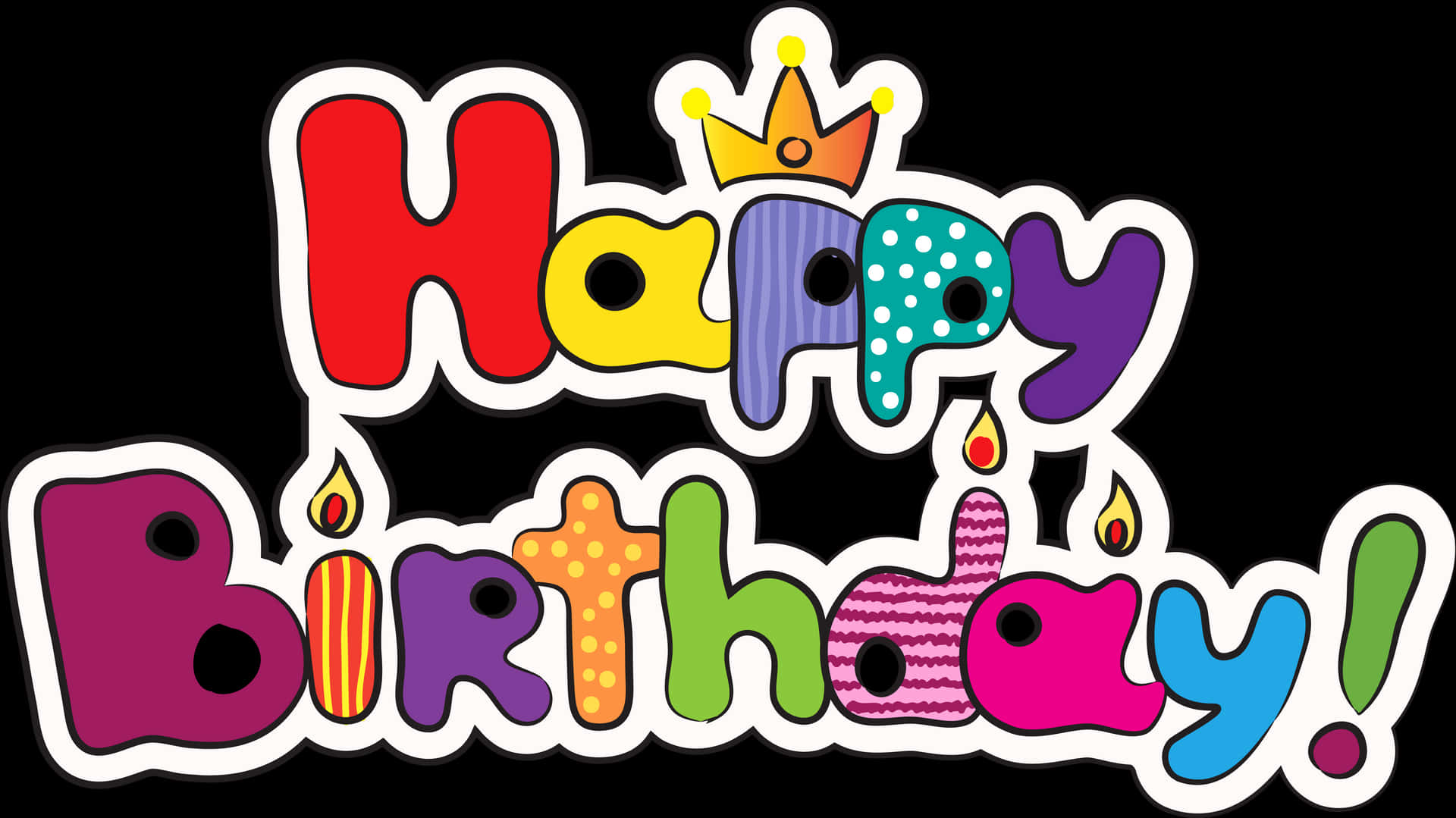 Colorful Happy Birthday Text Graphic PNG