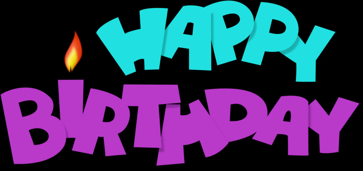 Colorful_ Happy_ Birthday_ Text_with_ Flame PNG
