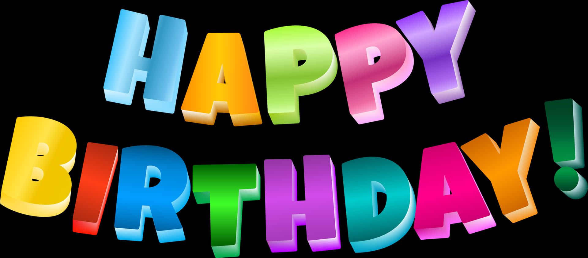 Colorful Happy Birthday Text3 D Black Background PNG