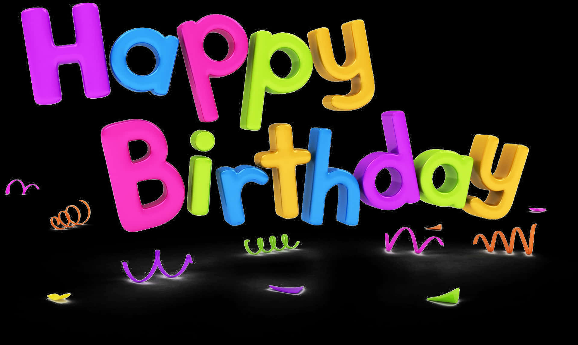 Colorful Happy Birthday3 D Text PNG