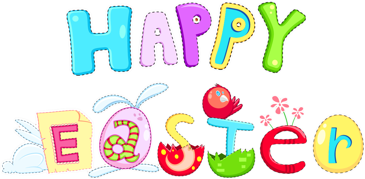 Colorful Happy Easter Greeting PNG