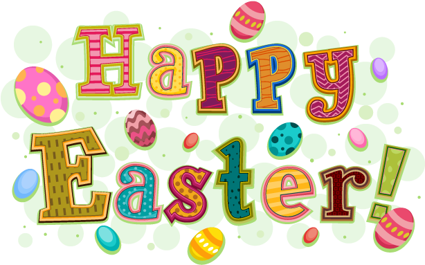 Colorful Happy Easter Greeting PNG
