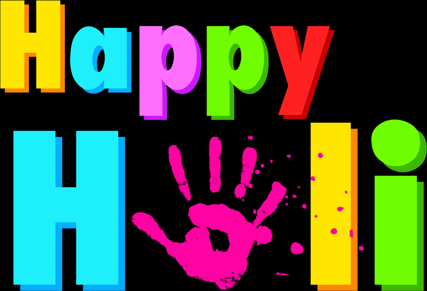 Colorful Happy Holi Greeting PNG