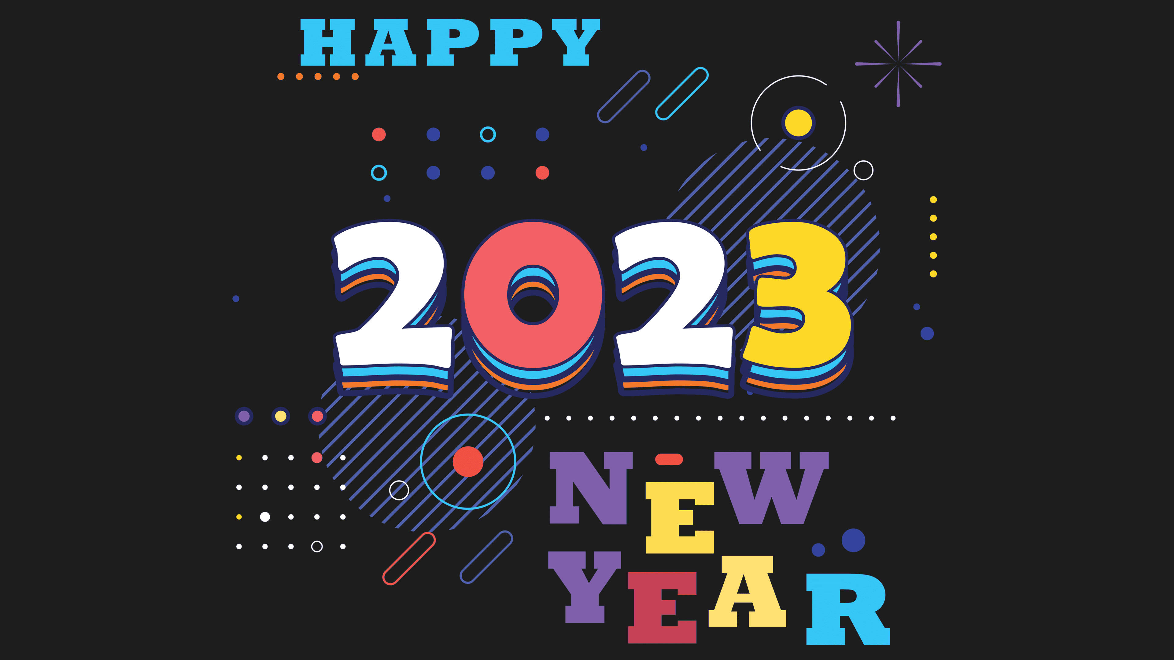 Colorful Happy New Year 2023 Graphics Greeting Wallpaper