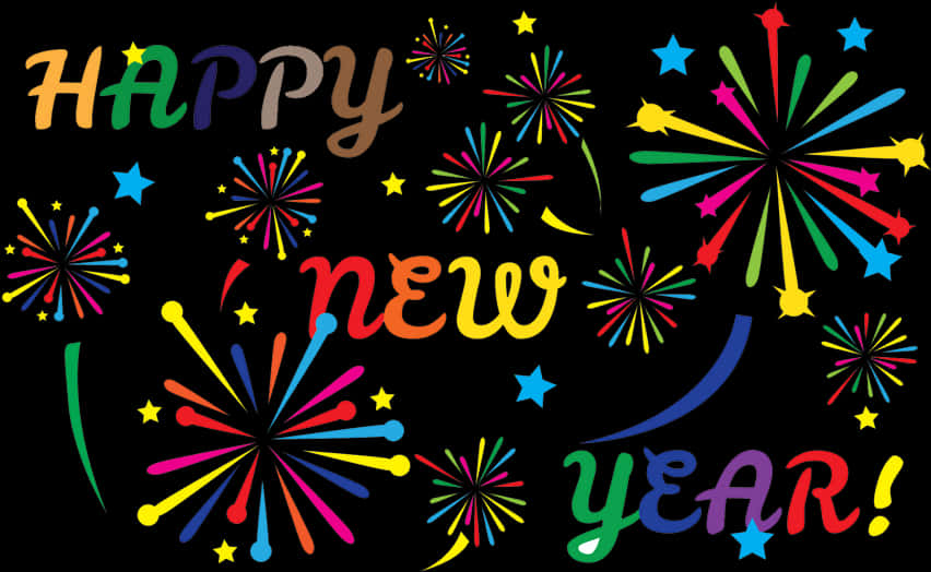 Colorful Happy New Year Fireworks PNG