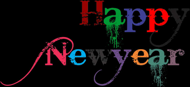 Colorful Happy New Year Graffiti PNG