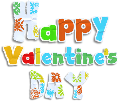 Colorful Happy Valentines Day Text PNG