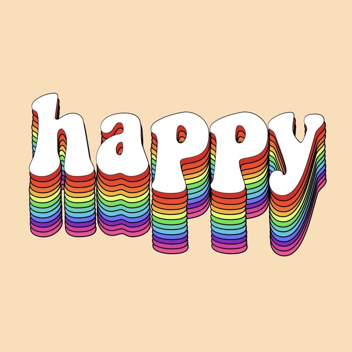 Colorful Happy3 D Text Art Wallpaper