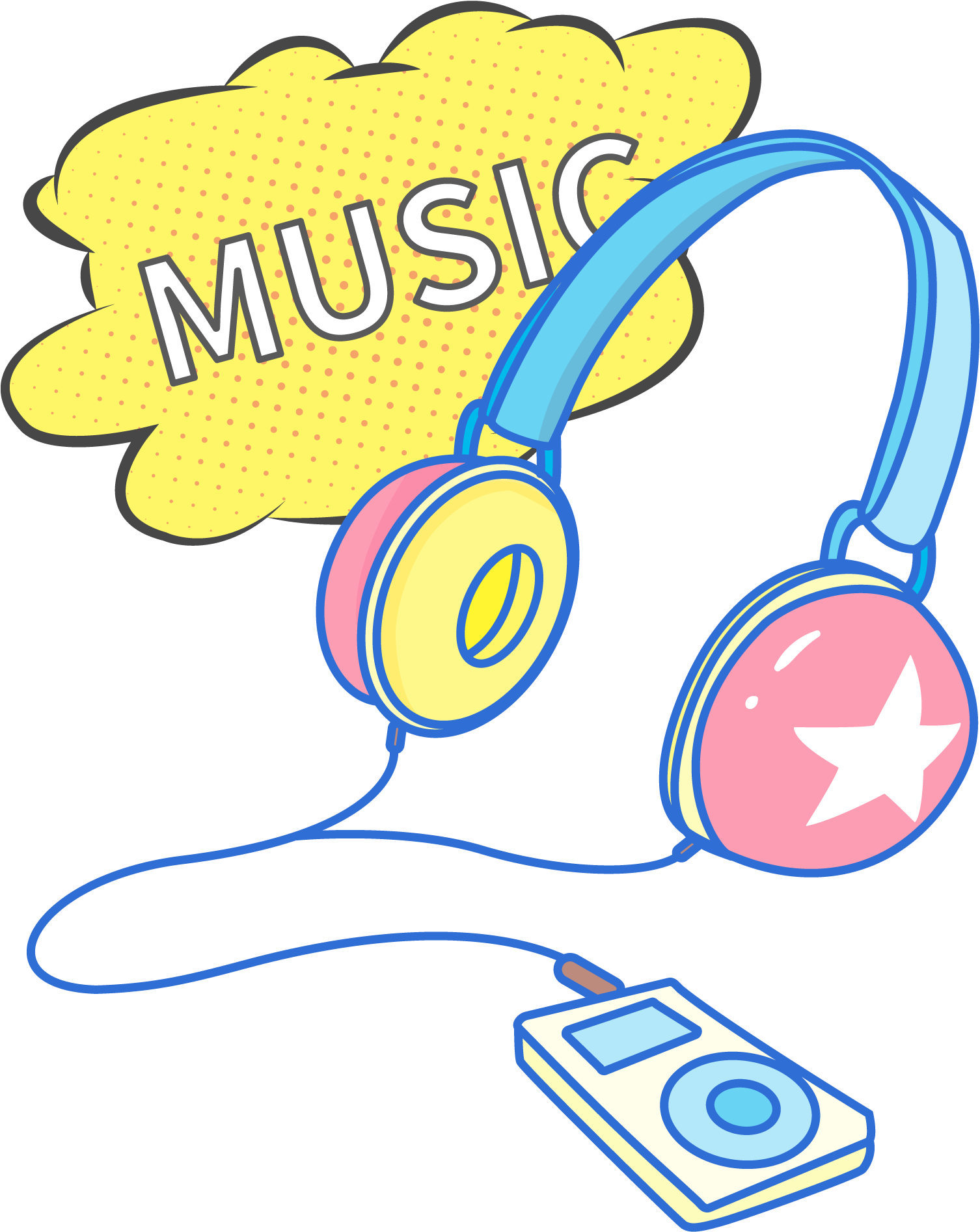 Colorful Headphones Music Player Illustration PNG