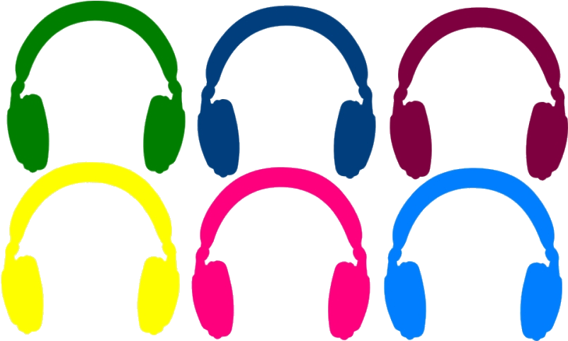 Colorful Headphones Vector Set PNG