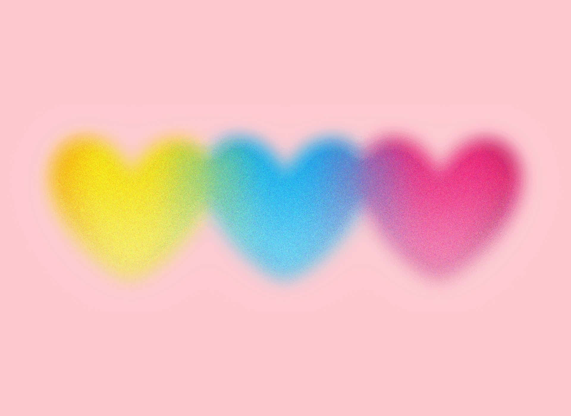 Colorful Heart Aurason Pink Background Wallpaper