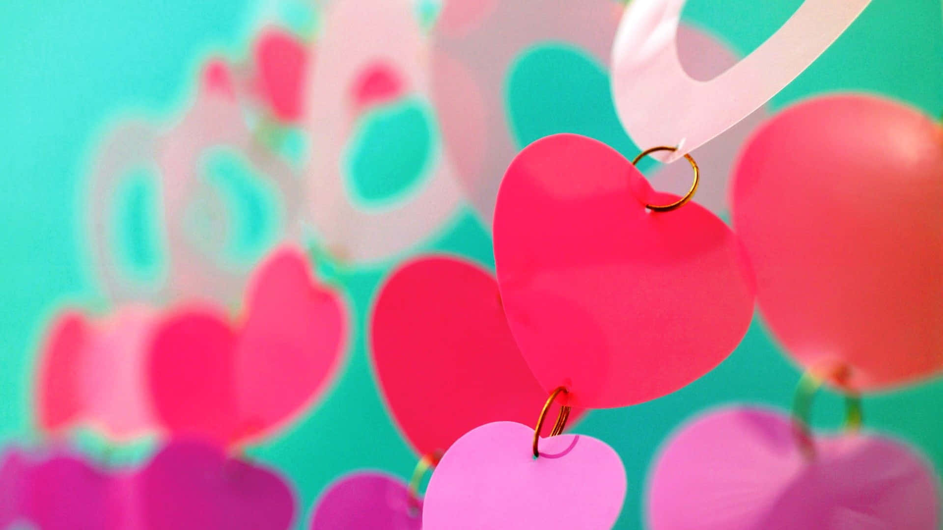 Colorful Heart Balloons Celebration Wallpaper