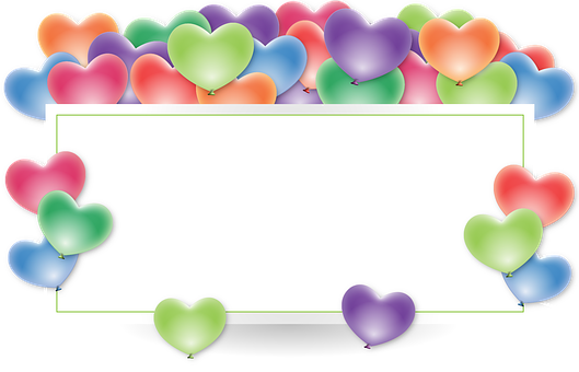 Colorful Heart Balloons Frame PNG