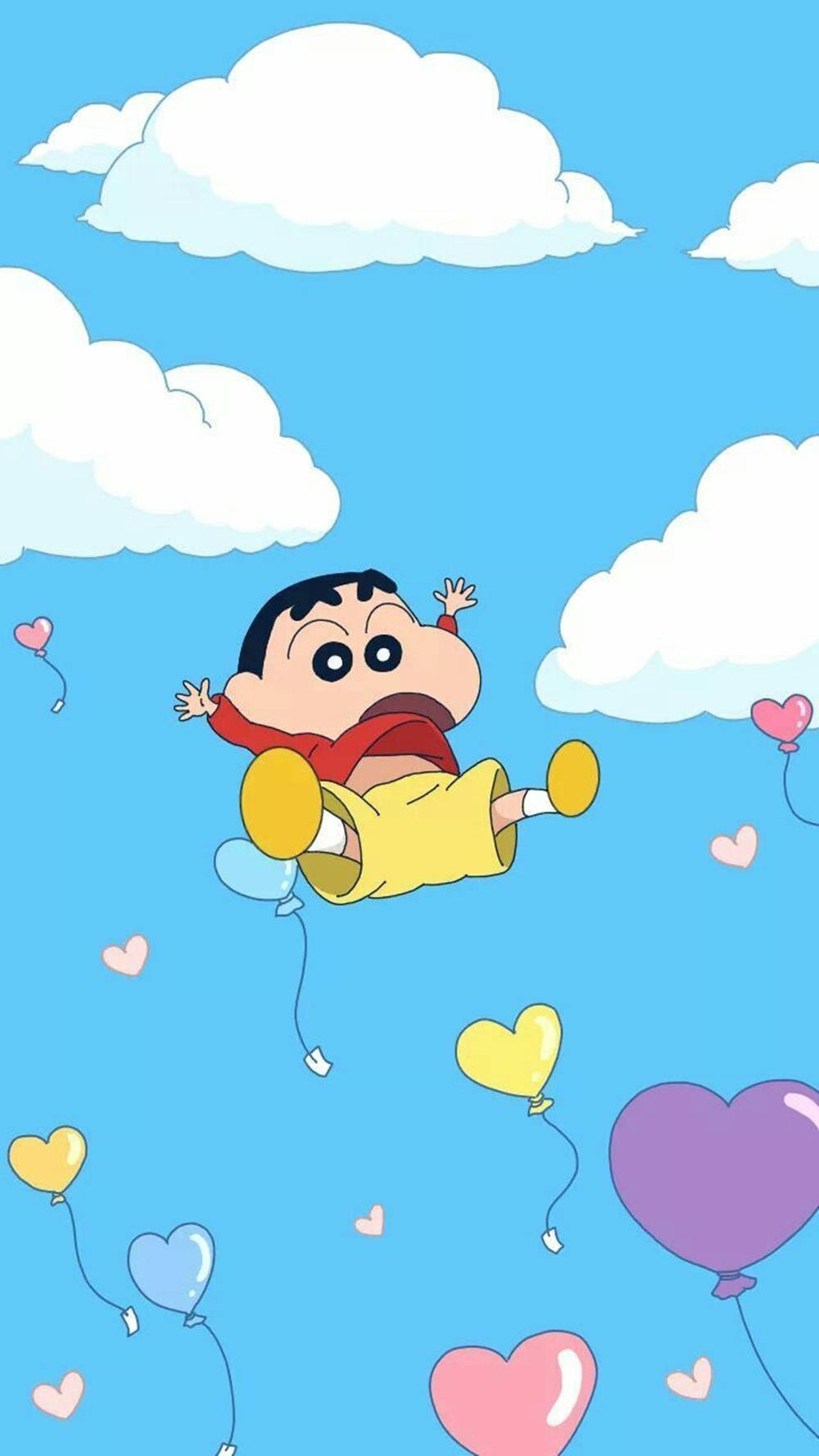 Colorful Heart Balloons Shin Chan Iphone Background