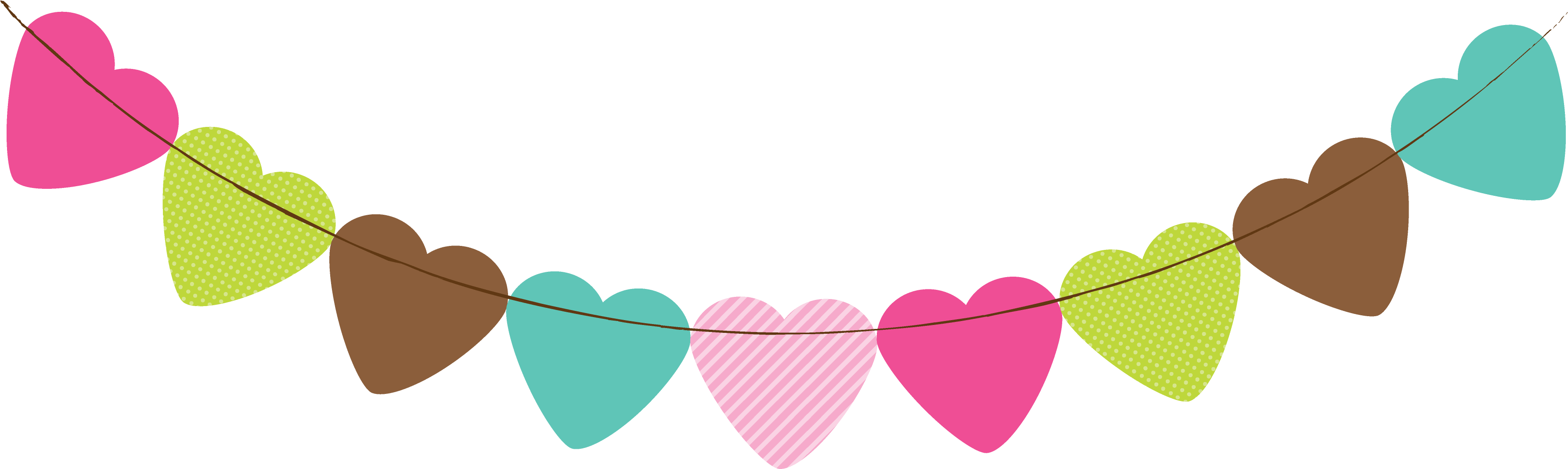 Colorful Heart Banner Graphic PNG