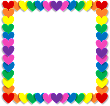 Colorful Heart Border Frame_ Valentines Day PNG