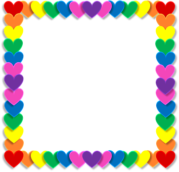 Colorful Heart Border Valentines Frame PNG