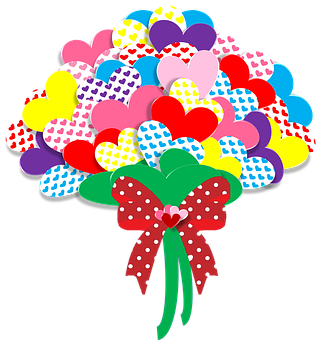 Colorful Heart Bouquet Valentines Day PNG
