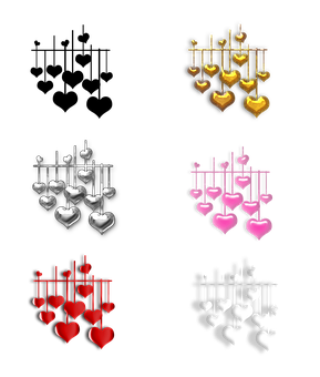 Colorful Heart Chandeliers PNG