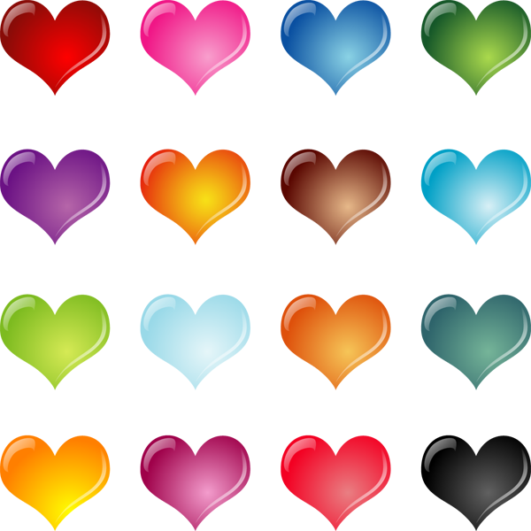 Colorful Heart Collection Vector PNG