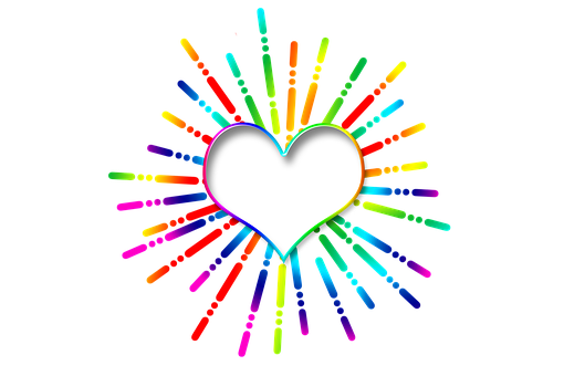 Colorful Heart Explosion Graphic PNG