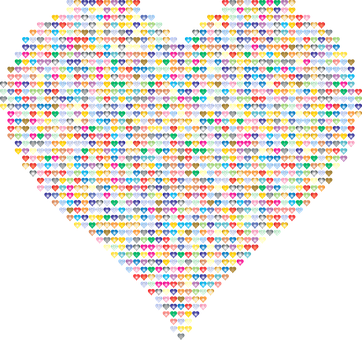 Colorful Heart Mosaic Pattern PNG