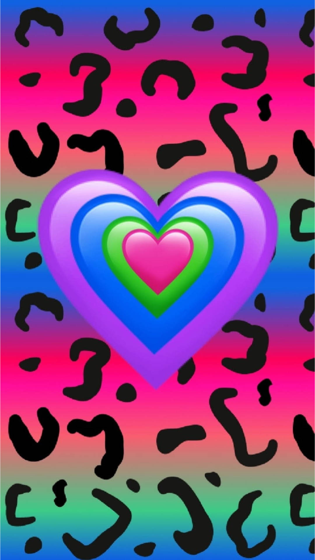 Colorful Heart On Cute Leopard Print