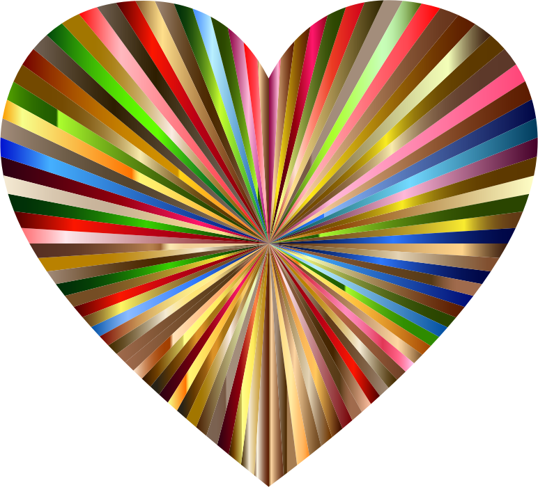 Colorful Heart Rays Graphic PNG