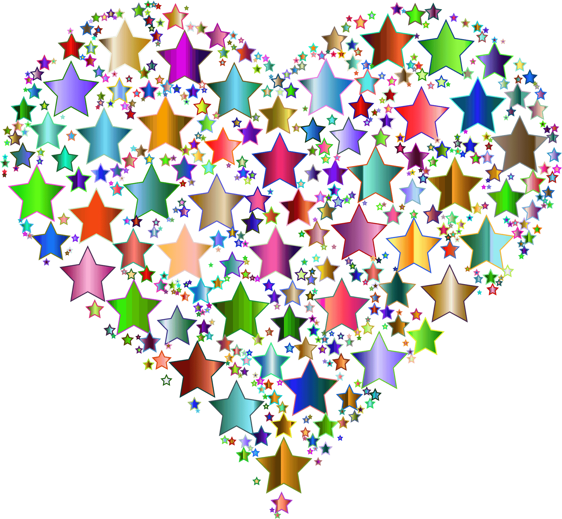 Colorful Heart Shaped Star Cluster PNG