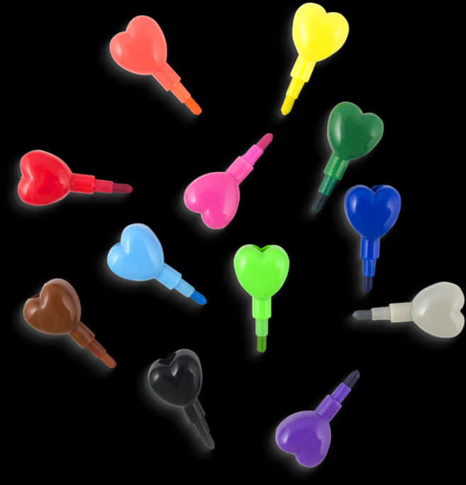 Colorful Heart Shaped Whistles PNG