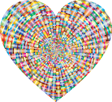 Colorful Heart Spiral Pattern PNG