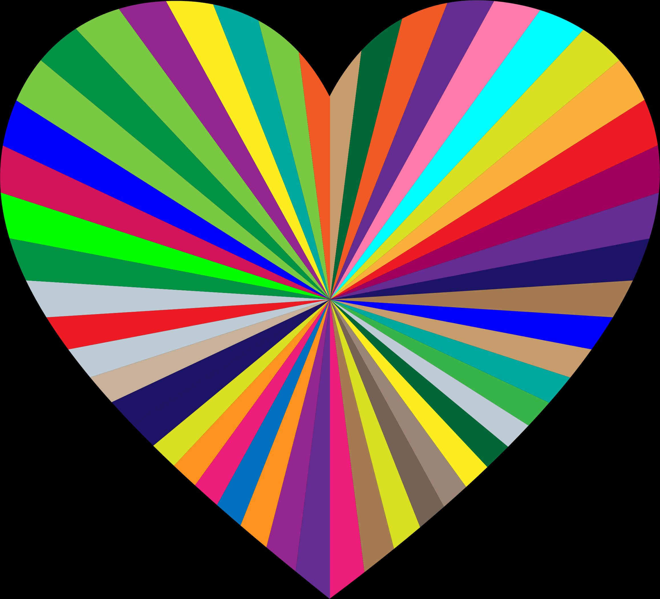Colorful Heart Starburst Pattern PNG