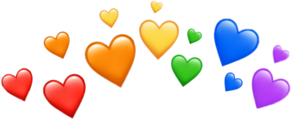 Colorful Hearts Array PNG