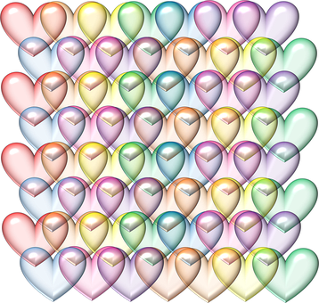 Colorful Hearts Array Valentines PNG
