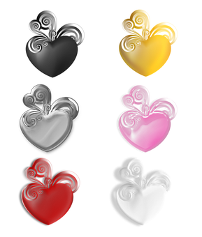 Colorful Hearts Artistic Design PNG