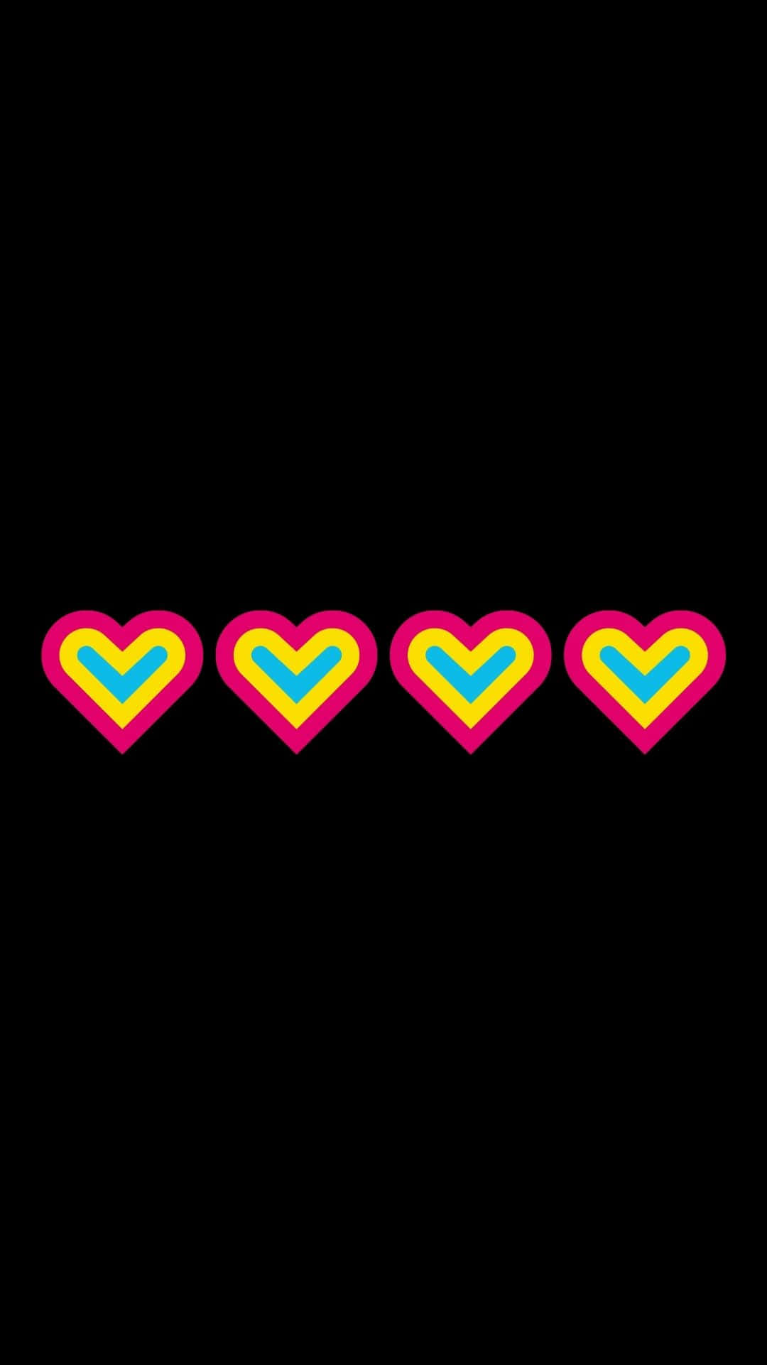 Colorful Hearts Black Background Wallpaper