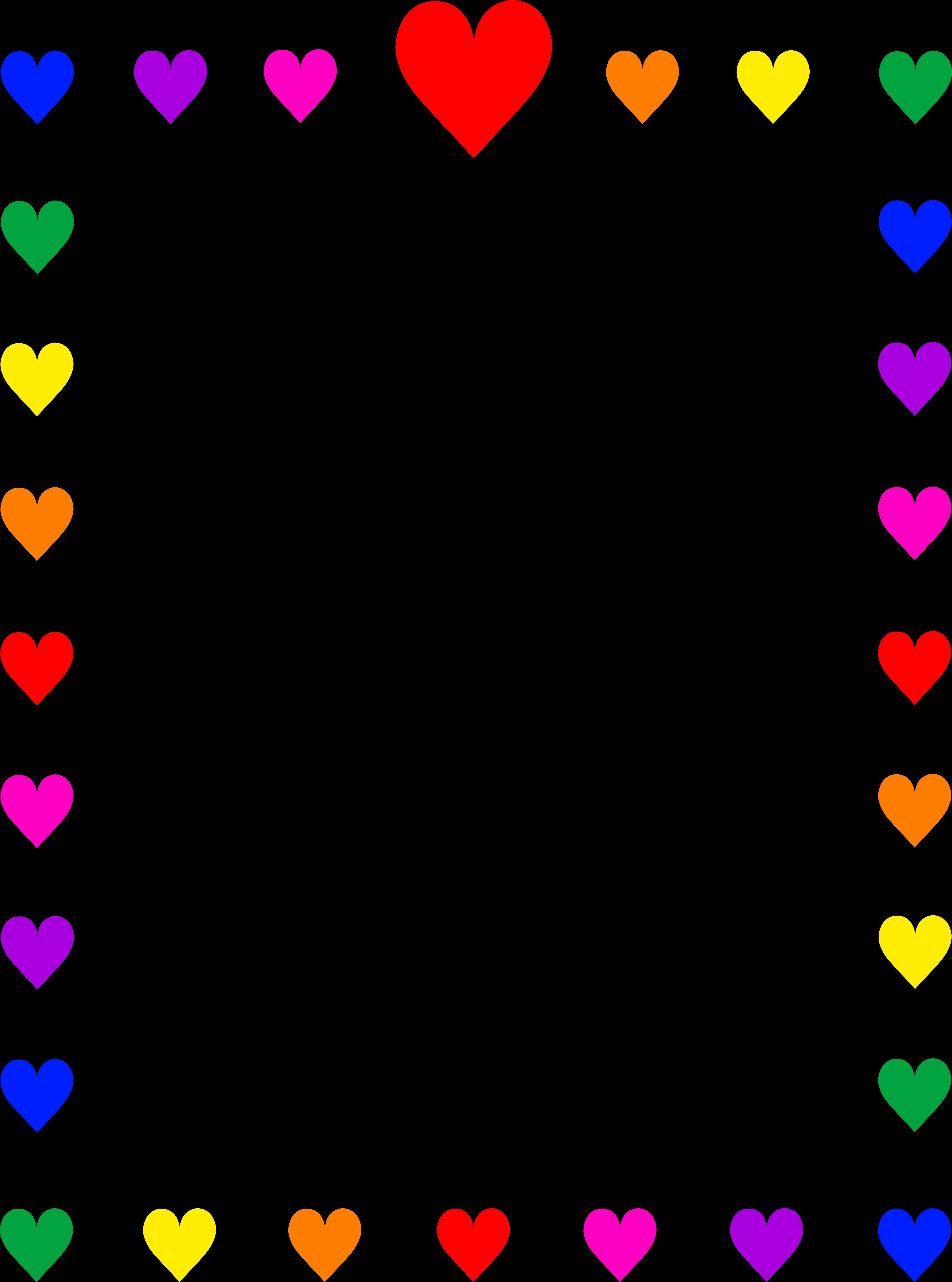 Colorful Hearts Border Design PNG