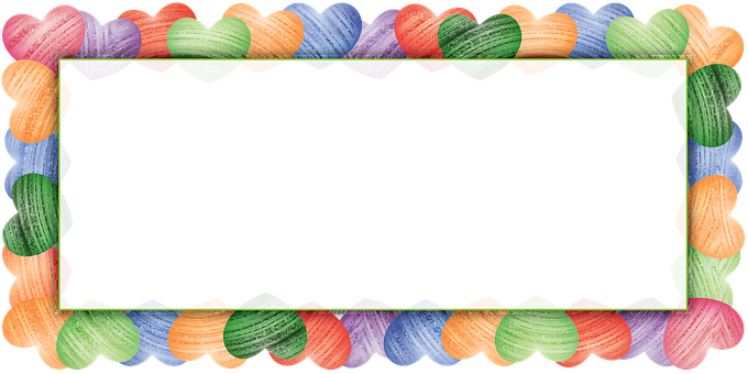Colorful Hearts Border Template PNG